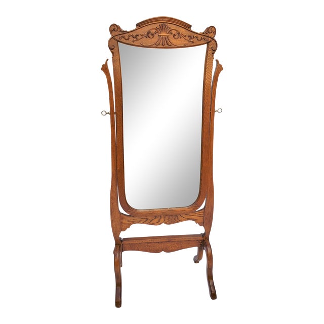 Antique Oak Cheval Full Length Dressing Bedroom Mirror Restored Chairish