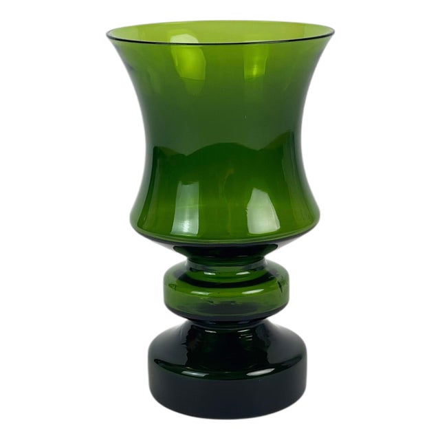 Mid-Century Modern Green Glass Hooped Vase by Tamara Aladin for Riihimaki, 1960s For Sale