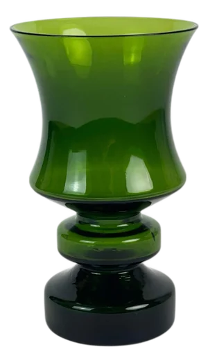 Mid-Century Modern Green Glass Hooped Vase by Tamara Aladin for Riihimaki, 1960s