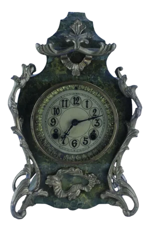 Boulle Mantel Clock ' Pattern' Marble/ Wood & Gilded Bronze