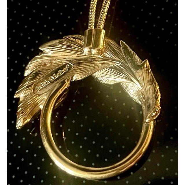 Gold Judith Leiber Gold Double Snake Chain Pendant Necklace For Sale - Image 8 of 8