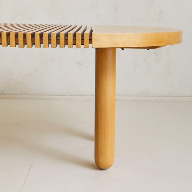 Light Yellow Italian Vintage Slatted Wood Dining Table with Extension For Sale - Image 8 of 11