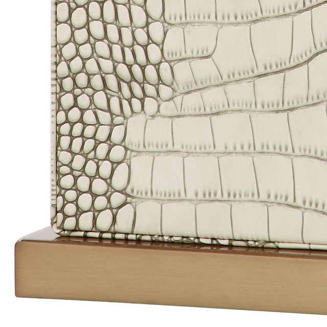 Modern 20.5-Inch H Faux Alligator Table Lamp - Cream For Sale - Image 3 of 7