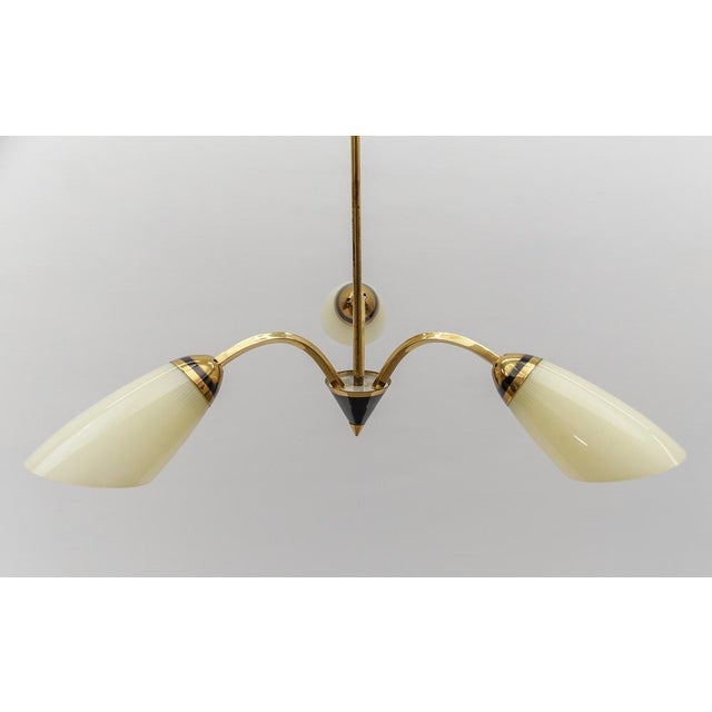 Metal Mid-Century Modern 3-Armed Brass Sputnik Lamp, 1950s For Sale - Image 7 of 15