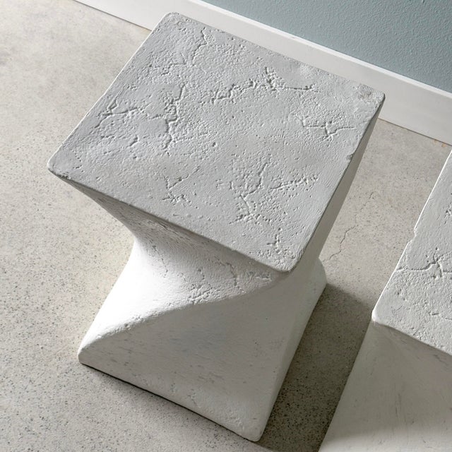 Sculpture Materials 1980s Postmodern Plaster Side Tables, Set of 2 For Sale - Image 7 of 9