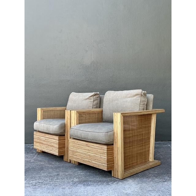 Lane Furniture Vintage Lane Pencil Reed and Cane Lounge Chairs - A Pair For Sale - Image 4 of 12