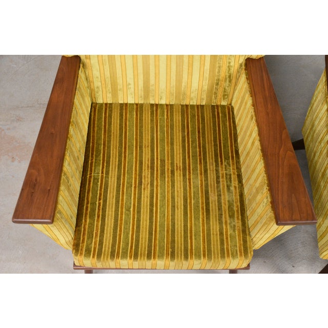 Craft Associates Adrian Pearsall Yellow Walnut Lounge Chairs - A Pair For Sale - Image 4 of 6