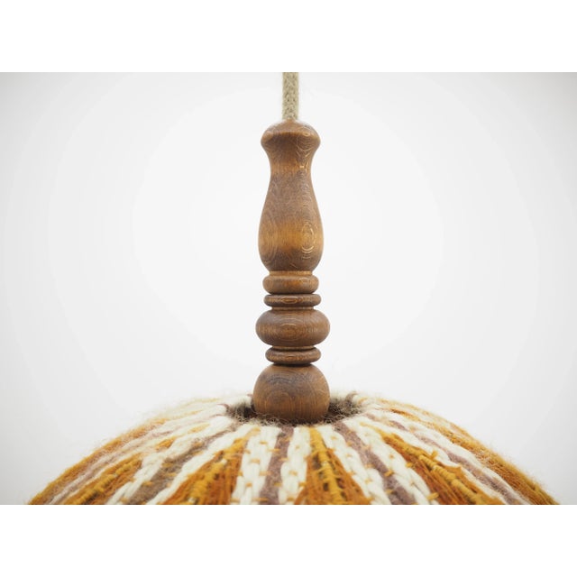 Wood Mid-Century Czechoslovakian Fabric Pendant, 1960s For Sale - Image 7 of 14