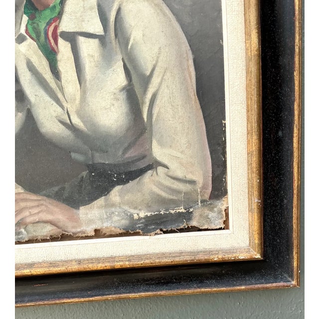 Vintage Distressed Portrait of Woman in Gilt Frame For Sale - Image 11 of 12