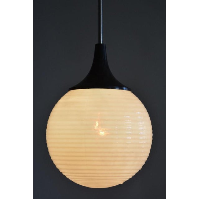 Gold Mid-Century Chandelier in Chromed Steel and Opaline Glass, Czech, 1950s For Sale - Image 8 of 9