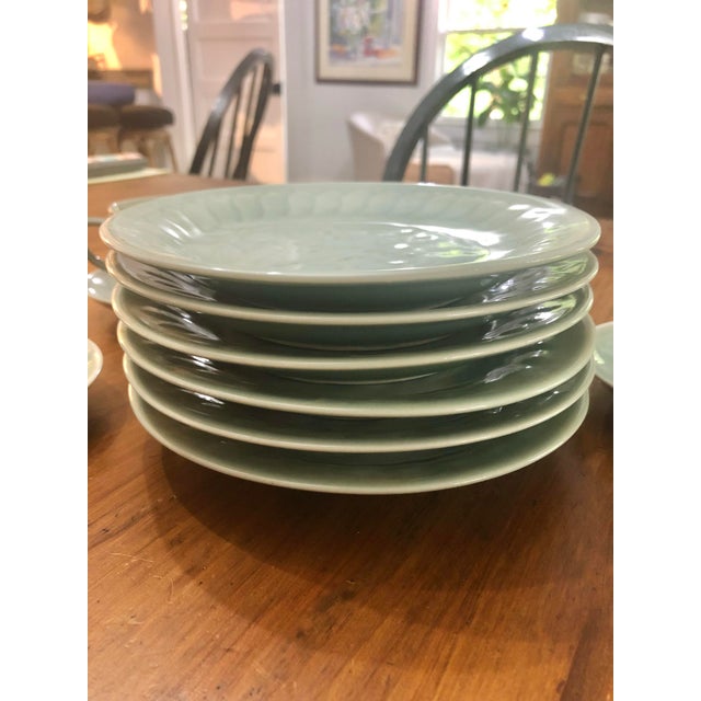 Chinoiserie Vintage Longquan Style Celadon Koi Fish China Set- 18 Pieces For Sale - Image 3 of 10