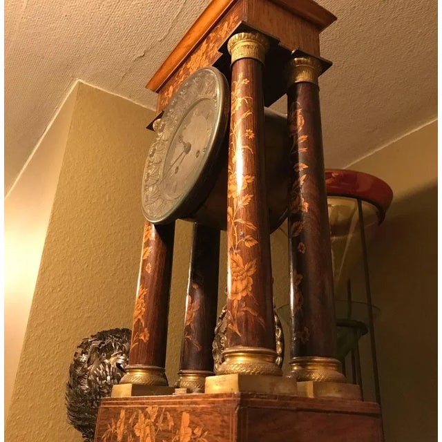 Wood Marquetry Empire Mantelpiece Clock, 1810s For Sale - Image 7 of 11