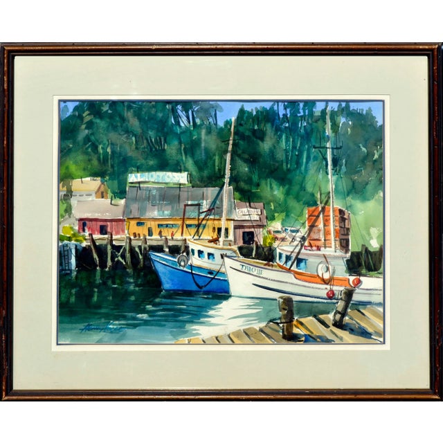 Paper Boats Along the Wharf Landscape by Henry Hank Volle For Sale - Image 7 of 7