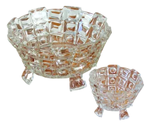 Art Deco Pressed Glass Bowls from Libochovice, Former Czechoslovakia, 1930s, Set of 2