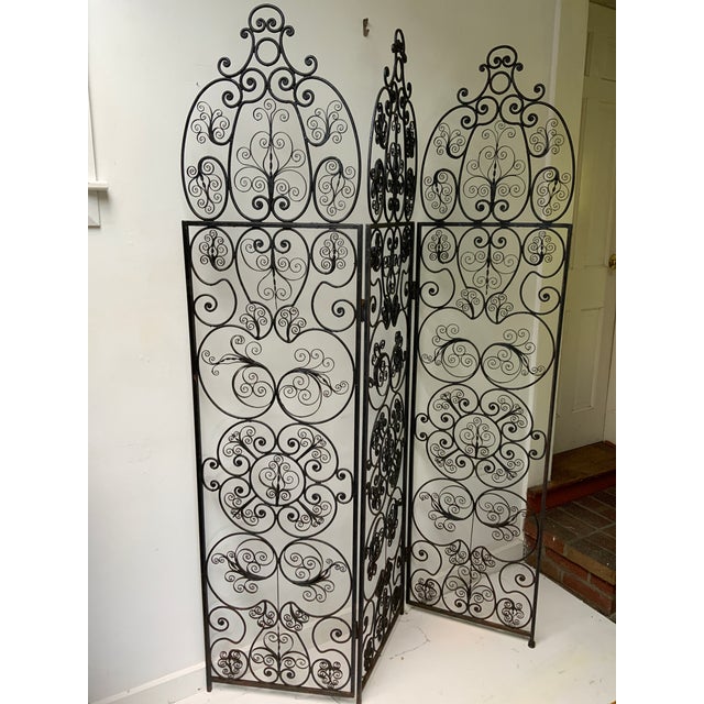 Early 20th Century Early 20th Century Spanish Cast and Forged Iron 3 Part Folding Screen For Sale - Image 5 of 8