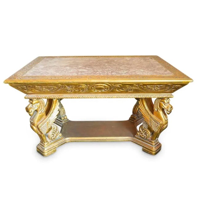 Mid 20th Century Gilt Wood & Rouge Marble Table For Sale - Image 13 of 13