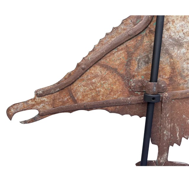 Extra Large 19th Century Eagle Silhouette Copper-Washed Iron Weathervane For Sale - Image 9 of 10