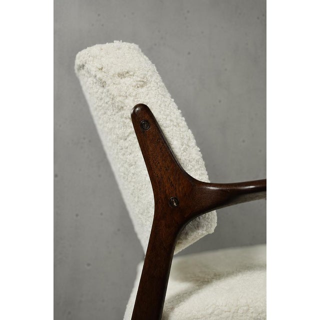 Mid-Century Modern Vintage Scandinavian Teak White Armchair by Inge Andersson for Bröderna Anderssons, 1960s For Sale - Image 3 of 18