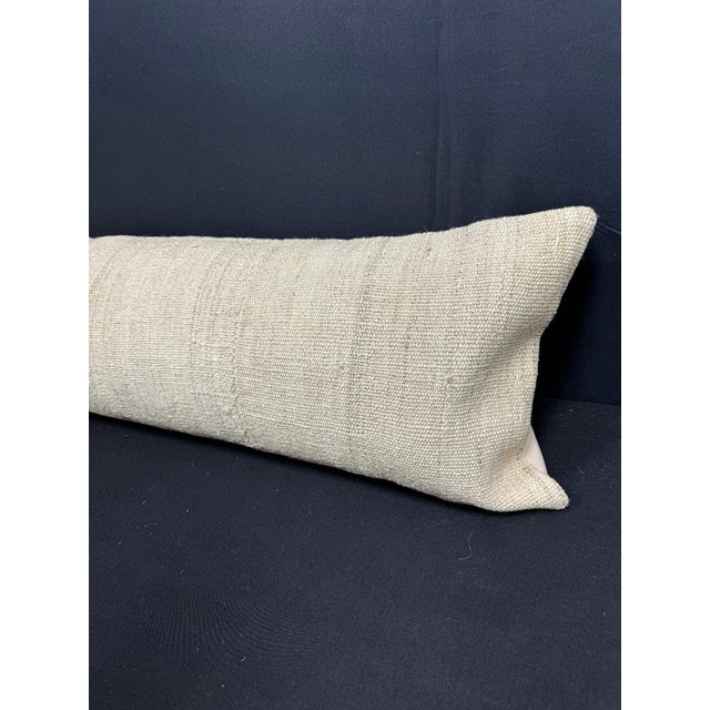 Turkish Hemp Pillow Cushion Natural Beige Cushion Cover 12x46 For Sale - Image 4 of 4