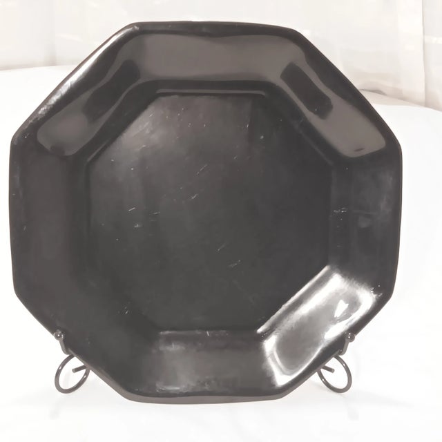 1950s Arcoroc France Octagonal Black Porcelain Plates- Set of 15 For Sale - Image 11 of 11