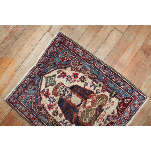 Early 20th Century Mini Size Zabihi Collection Persian Pictorial Rug - 1'7" x 1'10" For Sale In New York - Image 6 of 6