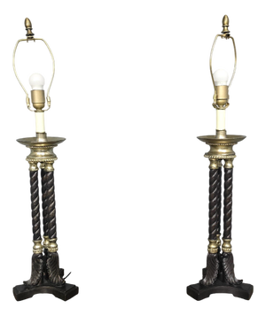 Twisted Table Lamps, 1950s, Set of 2