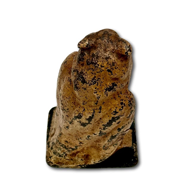 Unusual Antique American Cast Iron Wise Old Owl Sitting on a Book Figurative Doorstop - Circa 1920s. For Sale - Image 14 of 18