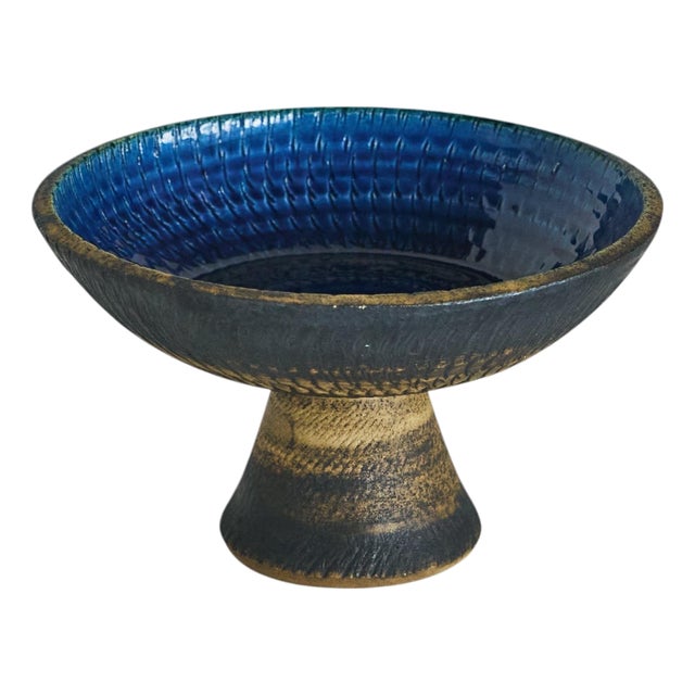 Mid-Century Modern Studio Pottery Pedestal Bowl, 1940s For Sale