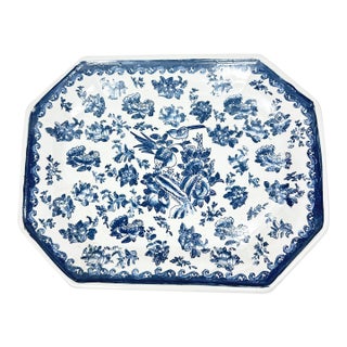 Vintage Blue and White Chinoiserie Style Serving Platter For Sale