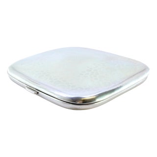 Hammered Silver Cigarette Case with Hinged Lid For Sale