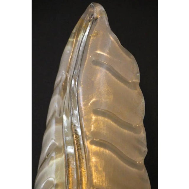 Metal White and Gold Murano Glass Wall Lights in the Shape of Leaves, Set of 2 For Sale - Image 7 of 18