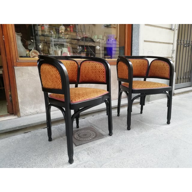 Model 716 Armchairs by Gustav Siegel for J. & J. Kohn, Austria, 1914, Set of 2 For Sale - Image 4 of 18
