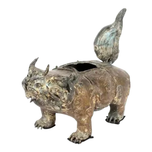 Chinese Bronze Archaic Style Squat Dog Bronze Censer