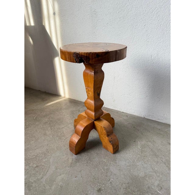 Folk Art Handcrafted Elm Stool, 1950s For Sale - Image 13 of 18