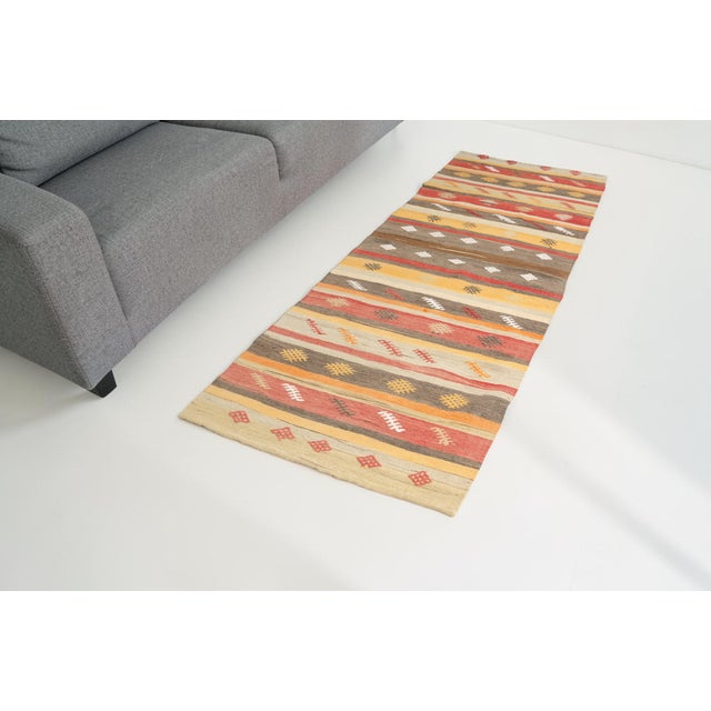 Turkish Mid 20th Century Earthy Red, Yellow & Taupe Flatweave Kilim For Sale - Image 3 of 10