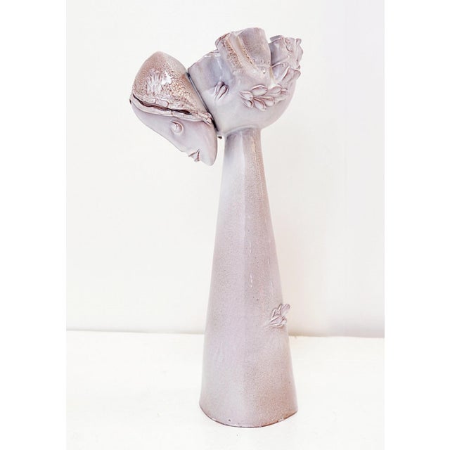 Sculpture Female Face Flower Vase in Ceramic For Sale - Image 17 of 18