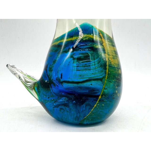 Vintage Mdina From Malta Hand Blown Glass Bird Paperweight Figurine For Sale - Image 9 of 12