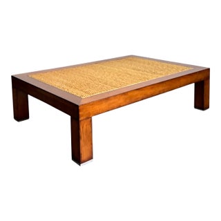 Vintage Woven Rattan “Modern Barn” Coffee Table After Ralph Lauren For Sale
