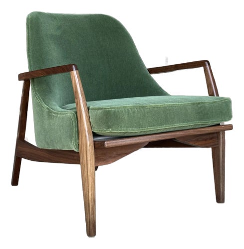Mid Century Modern Custom Seal Style Lounge Chair Green Mohair