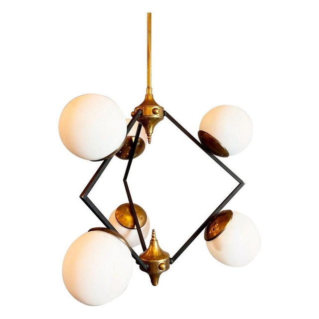 Metal Mid-Century Italian Chandelier, 1960s For Sale - Image 7 of 7