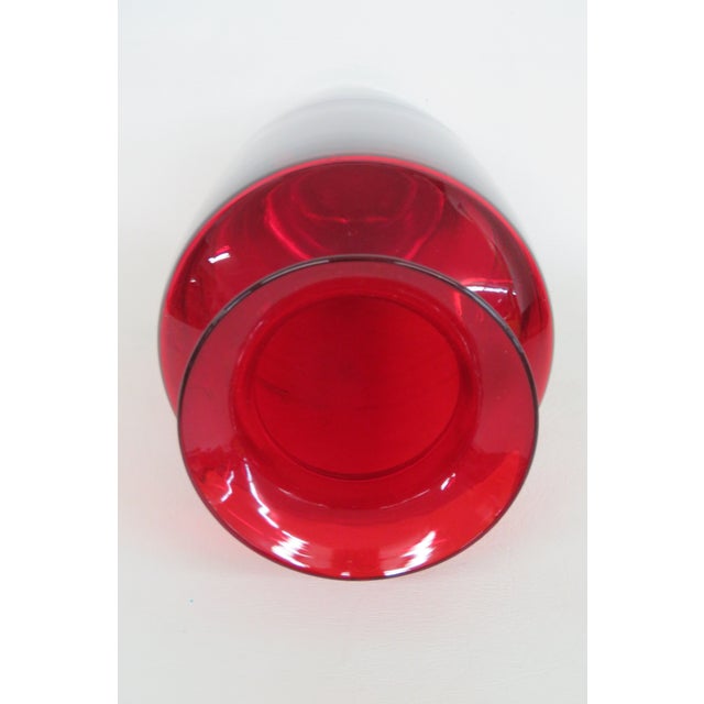 Hand Blown Ruby Red Tall Vase With Flared Opening and Clear Base 5084b For Sale - Image 4 of 11