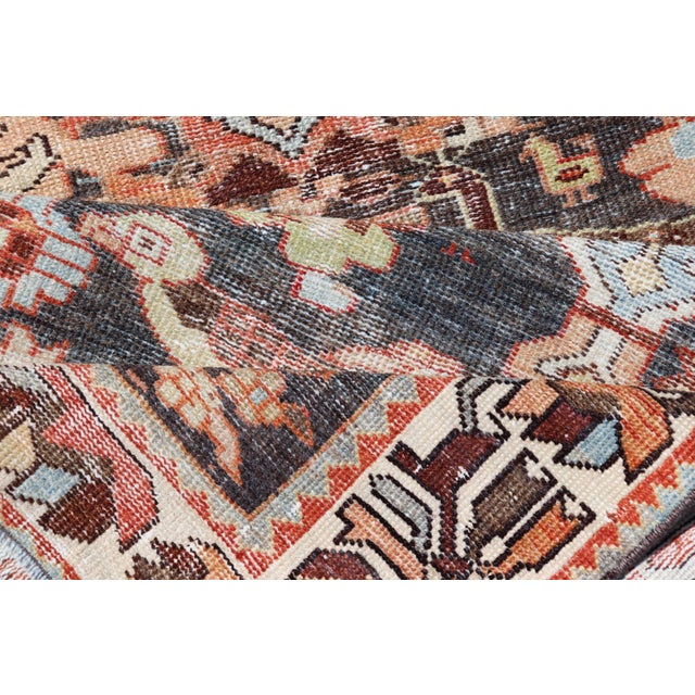 Antique Persian Hamedan Runner in All-Over Floral Design in Brown, Orange, Ivory 3'2"x9'9" For Sale - Image 10 of 11