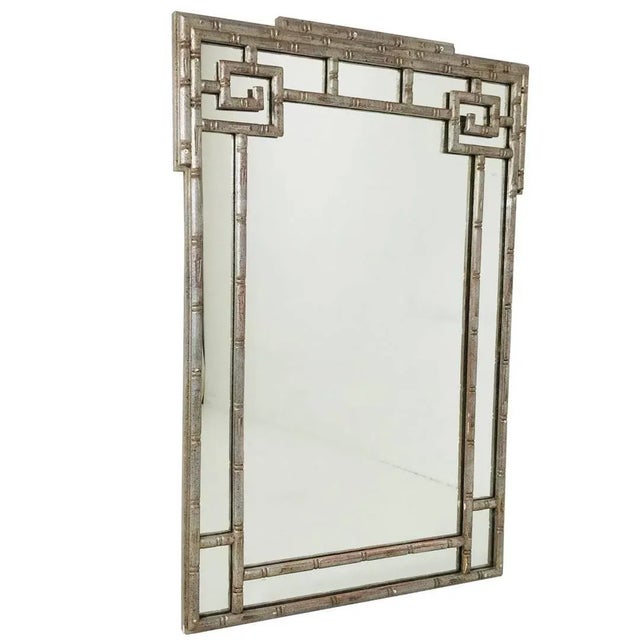 Faux Silver Leaf Greek Key Mirror For Sale In Dallas - Image 6 of 6