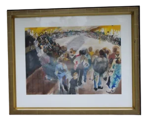 Emil Dacanay, Ringside, Mixed Media Painting, 1990s, Framed