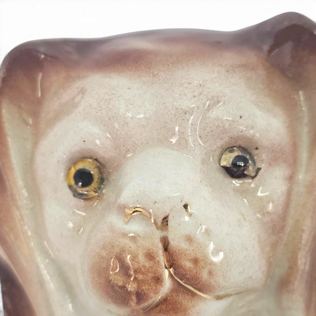 Late 19th Century English Staffordshire Glass-Eyed Spaniel Mantel Dog For Sale - Image 12 of 13
