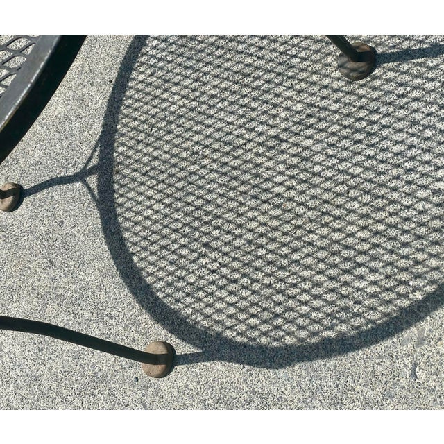 Mid-Century Modern Mid 20th Century Woodard Wrought Iron Small Round Occasional Side Garden Patio Table Mesh Top For Sale - Image 3 of 12