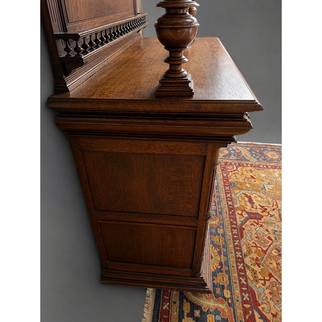 Late 19th Century French Carved Oak Two Piece Cupboard With Stained Glass For Sale In Nashville - Image 6 of 7