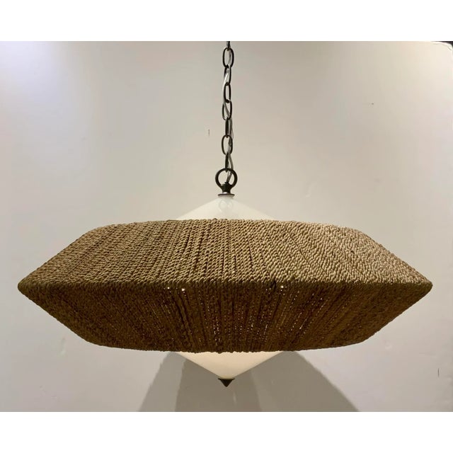 2020s Currey & Co. Organic Modern Jute Saucer Chandelier For Sale - Image 5 of 5