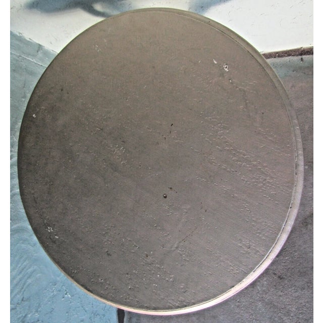 Silver 1950s Hollywood Regency Three Swan Legged Round Wooden Pewter Painted Side Table For Sale - Image 8 of 10