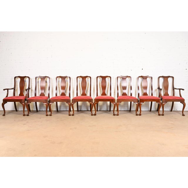 Queen Anne Henkel Harris Queen Anne Solid Mahogany Dining Chairs, Set of Four For Sale - Image 3 of 12